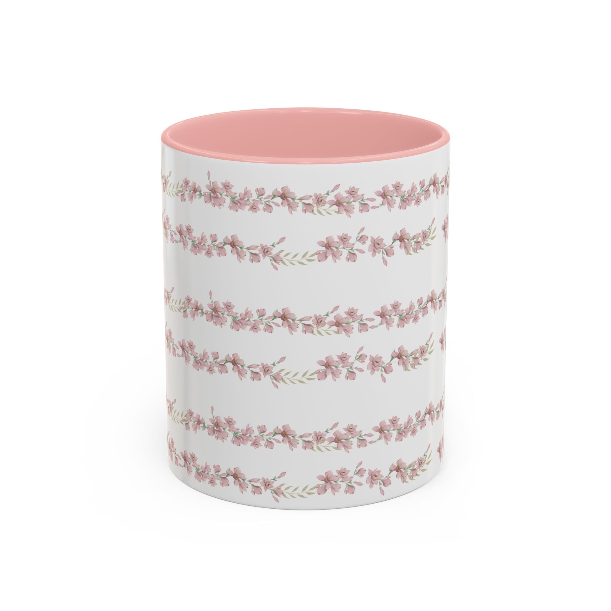 Pink Floral Stripe Coffee Mug — Accent Interior 11/15oz