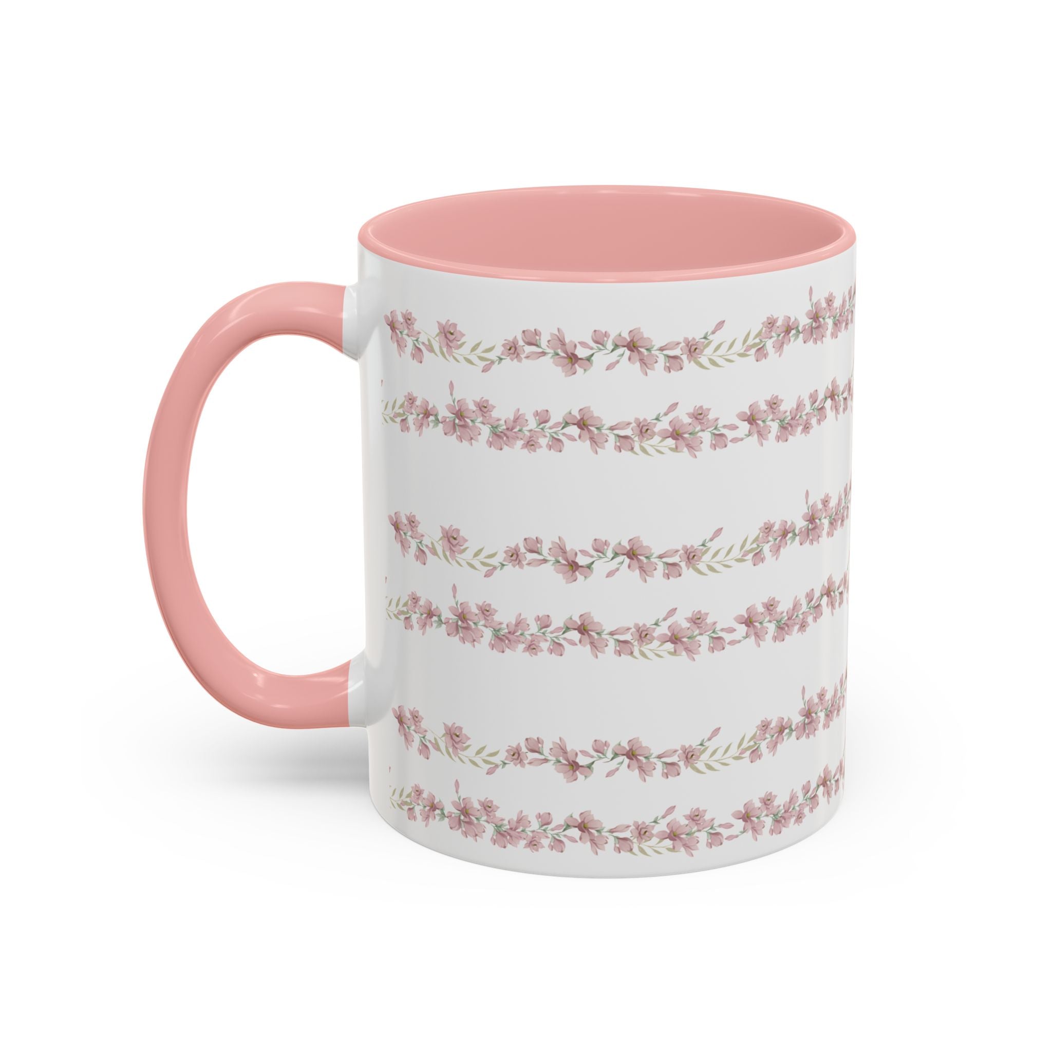 Pink Floral Stripe Coffee Mug — Accent Interior 11/15oz