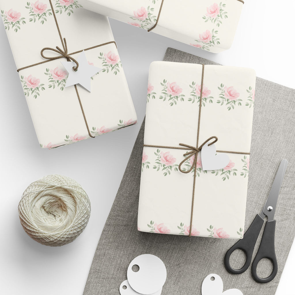 Floral Rose Pattern Wrapping Paper — Pink Rose Bouquet Gift Wrap